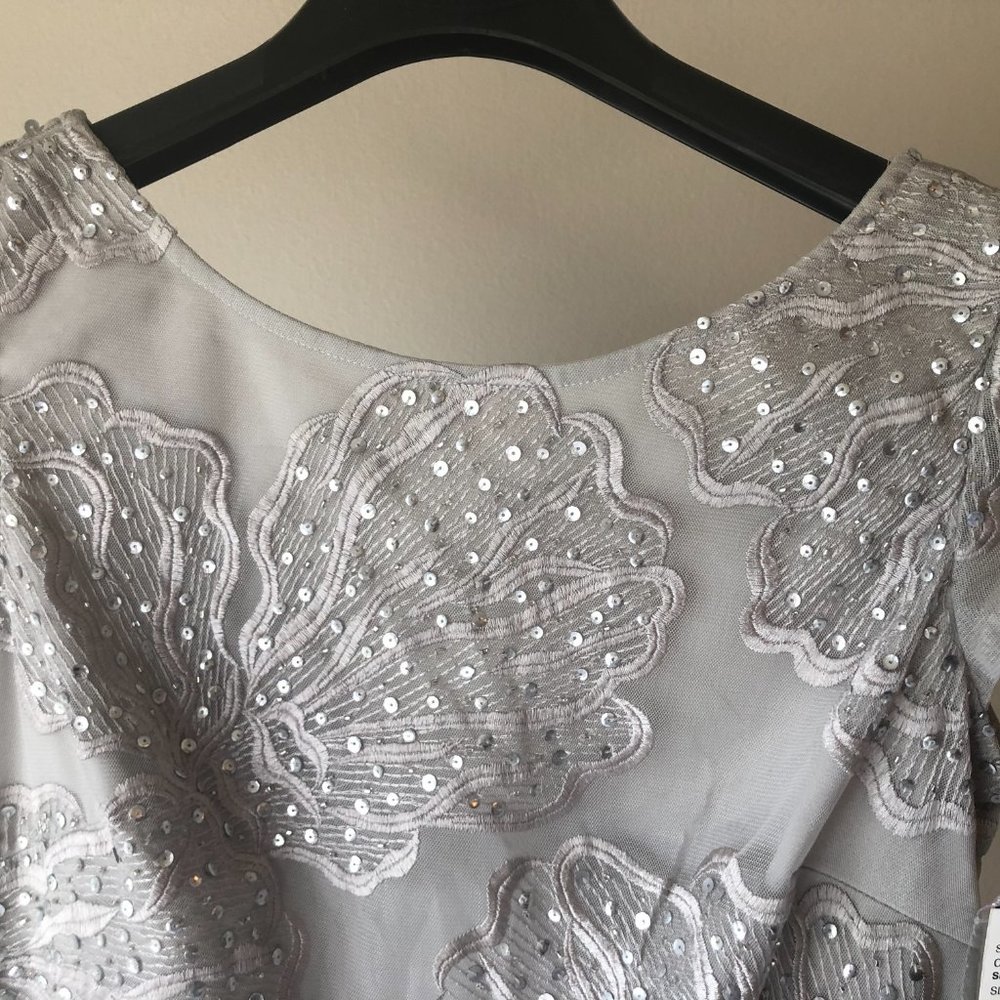 Aidan Mattox Silver Embroidered Sequine Dress - Picture 3 of 5